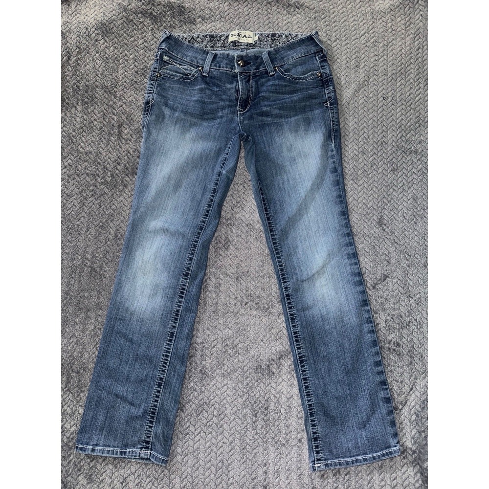 Ariat REAL Denim Women's Blue Medium Wash Straight Jeans Size 31 Short